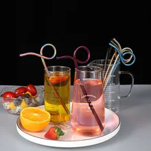 304 Stainless Steel Straws Tableware Creative Curved Shape Food-grade Metal Color Beverage Coffee Straws