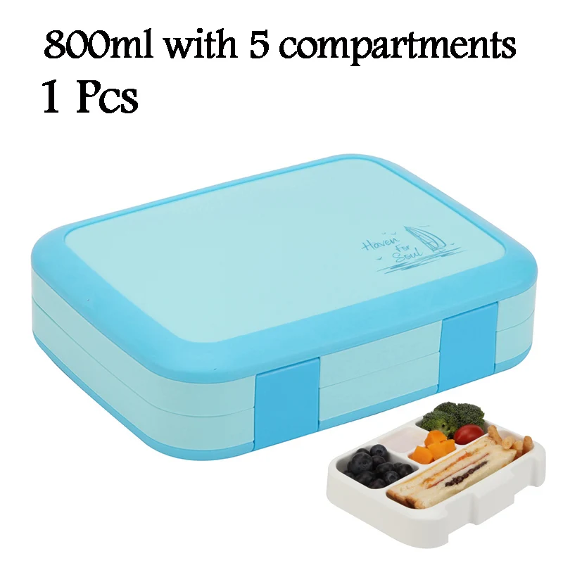 2 или 1 Bento Box для детей герметичный Ланч-бокс Microwavable контейнеры для еды большой ящик для хранения с отсеками - Цвет: 1 pcs KT177