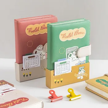 

Sharkbang New Arrival Field Bear Series 96 Sheets A6 PU Bullet Journal Notebook Agenda Free Stickers Gift Set School Stationery