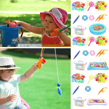 

Outdoor Game Fun Summer Baby Bath Toy Set Magnetic Play Water Swimming Children Summer Fishing 3D Fish Pool Water for Kids