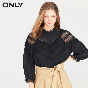 

ONLY Womens lace Two-piece Pure Color Lace 3/4 Sleeves Shirt| 119158511