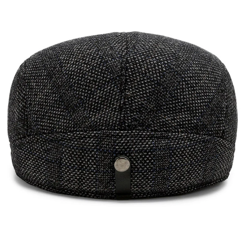 men's berets HT3742 Beret Cap Autumn Winter Hat Vintage Plaid Wool Beret Hats with Ear Flaps Thick Warm Ivy Newsboy Flat Cap Berets for Men beret flat cap