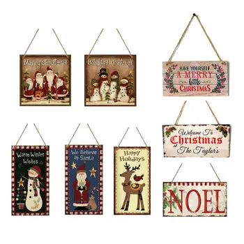 

QIFU 2020 New Year Wooden Door Hanging Sign Christmas Tree Ornament Christmas Decorations for Home Wooden Pendant Navidad Gift