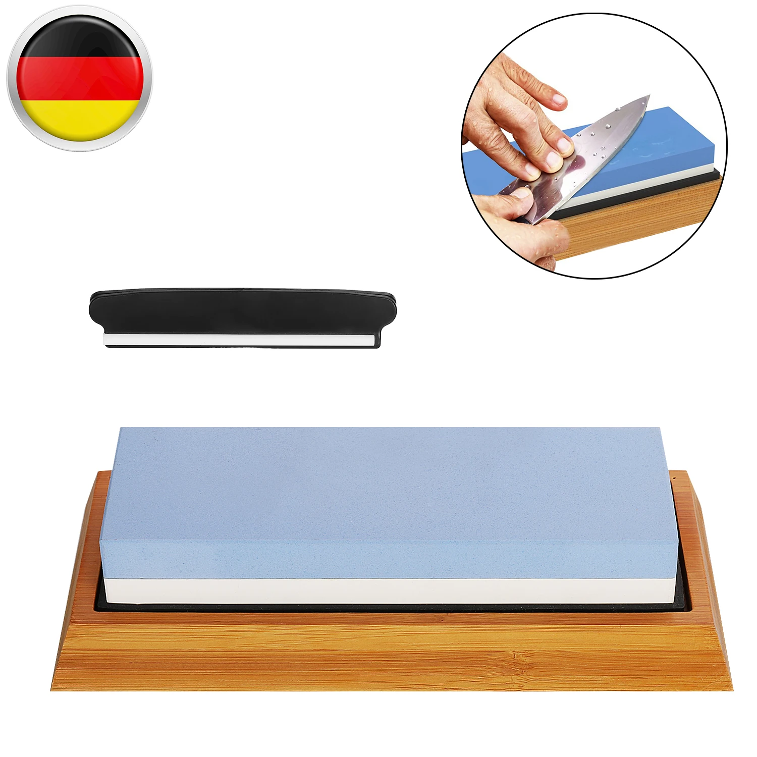 Schleifhilfe 1000/6000 Bambusbasis кёрнунг 180 × 60 × 30 мм Doppelseitiger Schleifstein Abziehstein Wetzste Silikonhalter