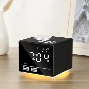 

Smart Alarm Clock Bluetooth Speaker with LED Bedside Light Function Dual USB Port