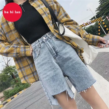 

2020 spring summer Women Denim Shorts Summer irregular High Waist For Women