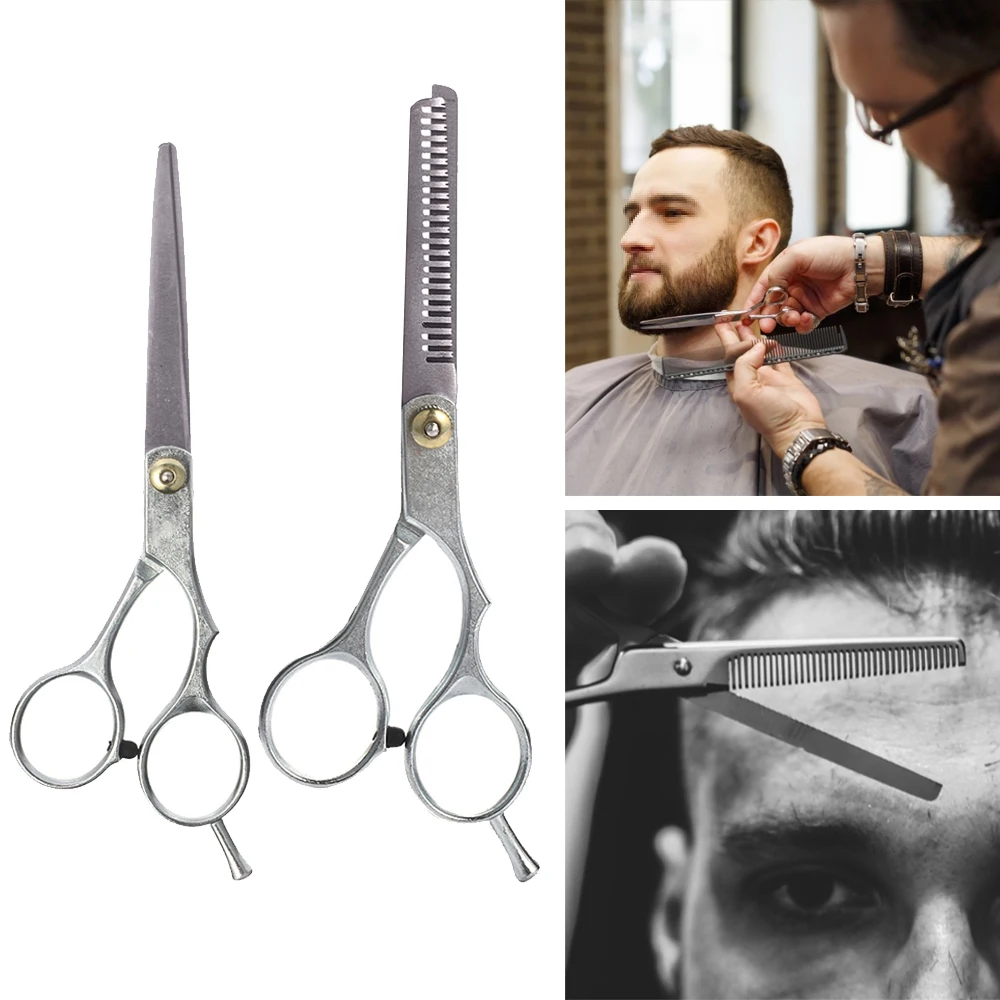 

2pcs Professional Hair Cutting Thinning Scissors Removable Finger Rest Shears Barber Set Hairdressing Tool