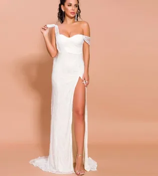 

2 Colors Long Dress Top Quality Sexy One Sleeve Night CLub Fashion Evening Party Dresses Long