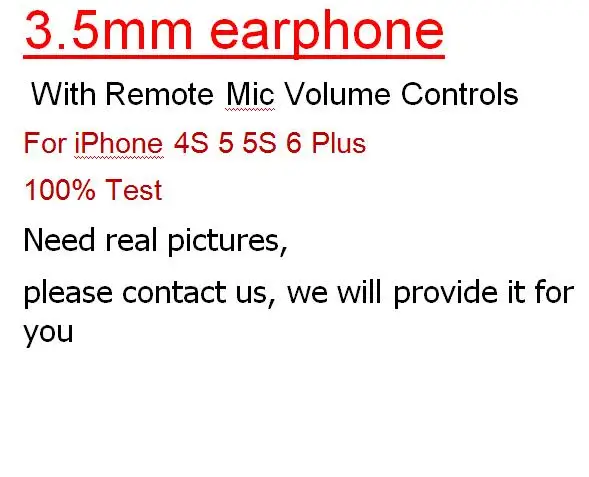 

Free Shipping original quality 50pcs/Lot 3.5mm earphone With Remote Mic Volume Controls For iPhone 4S 5 5S 6 Plus 100% Test