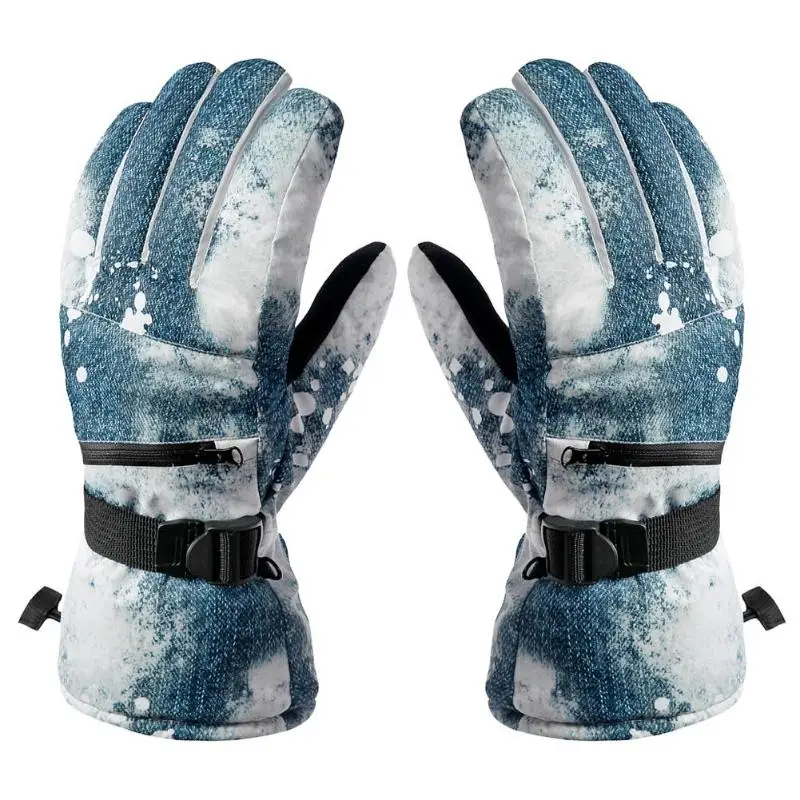 Для мужчин Для женщин лыжные перчатки зимние Водонепроницаемый морозостойкие теплые перчатки разные оттенки Спорт на открытом воздухе с сенсорным экраном Спортивная Лыжный Спорт Перчатки - Цвет: Синий