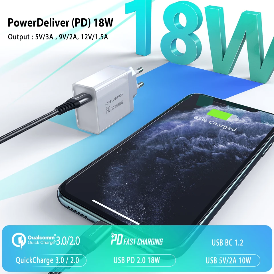 Быстрое зарядное устройство для телефона 18 Вт PD Зарядное устройство usb type C портативная зарядка для IPhone samsung HUAWEI Xiaomi Путешествия ЕС вилка