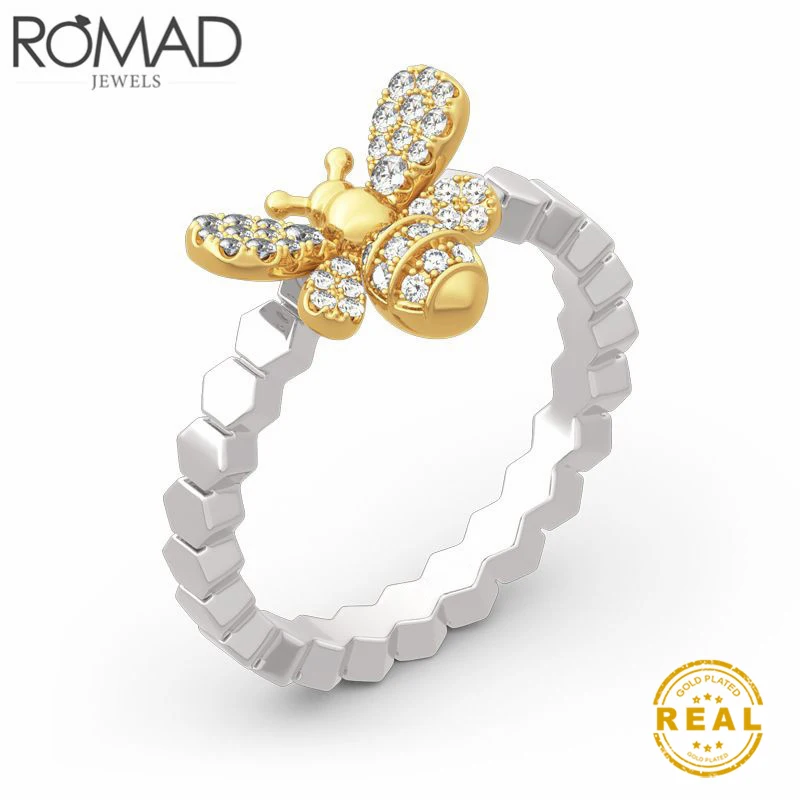 Милые женские кольца ROMAD с маленькой Пчелкой шикарные Изящные перстни в виде