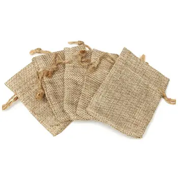

20PCS Linen Jewellery Drawstring Pouch Ring Beads Mini Candy Bags Burlap Gift