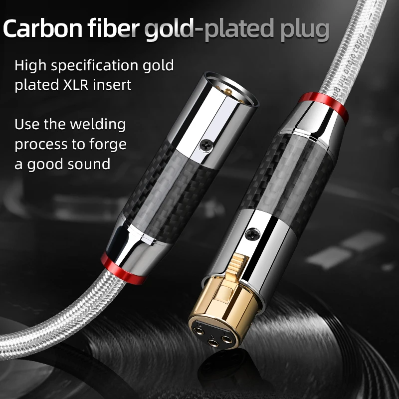Hifi Pair XLR Cable  copper silver mixed Audio Cable With Top Grade Carbon Fiber XLR Plug