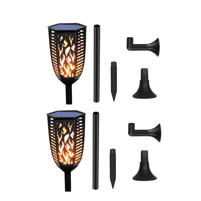 

2PCs Solar Flame Lights 31Inch 99 LED Waterproof Landscape Garden Pathway Torch Light with Auto On/Off for Lights Decoration