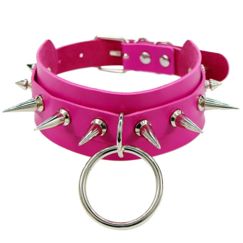 2024 Neue Damen Schwarzes Leder Choker Punk PU Leder Spike Halsband Nieten Halskette Gothic Schmuck 15
