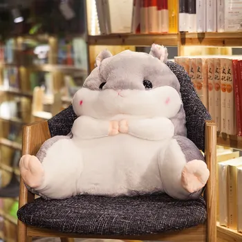 

Hamster Waist Chair Pillow Back Cushion Car Office Seat Pillows Gray Cartoon Soft Home Decoration Nap Cushion Sleeping Pillow