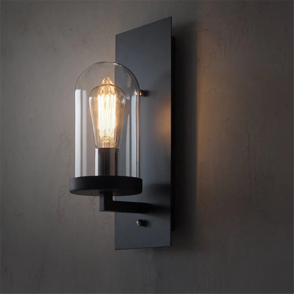 

American Retro industrial Wall Lamp Nordic Edison Bulb American country balcony corridor aisle lamp bedside glass wall Lights