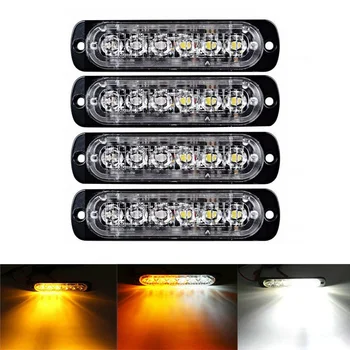 

4pcs Bar lights Ambe White Strobe Lamps Replacement 6000K Waterproof 6-LED