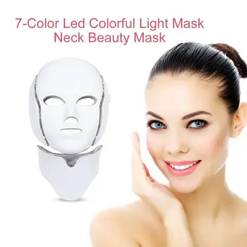 

LED Facial Mask Beauty Skin Rejuvenation Photon Light 7 Colors Mask with Neck Therapy Wrinkle Anti Acne Rejuvenation Whitening