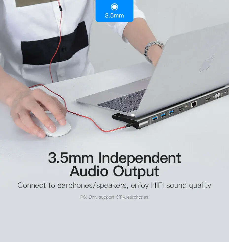 Дешево 10 в 1 концентратор 4K font b usb b font type C к font b USB b font 3,0 TF HDMI VGA RJ45 Мини DP док станция для ноутбука док станция для MacBook Air MacBook Pro