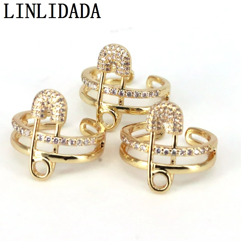 

10Pcs Classic Unique pin clip simple Cubic zirconia micro pave finger female cz gold rings for women jewelry 2021