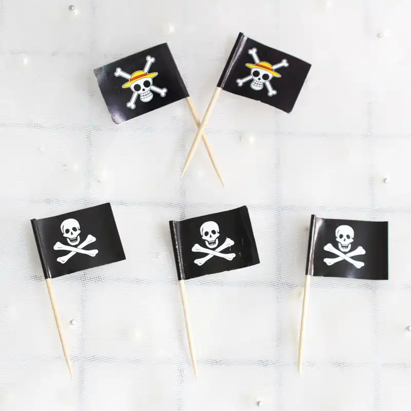 100 шт Пиратская Форма флага торт Топпер декоративные Шпажки для еды фрукты кекс Inserts вставки сувениры для вечеринки ко дню рождения поставки
