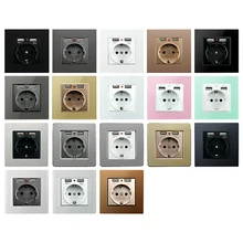 Atlectric 1PC USB Wall Socket Electrical USB Eu Electrical Sockets Outlets Plug Socket With Usb Power Socket Glass Plastic