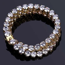 1Row Bling CZ Iced Out кубический циркон браслет 8 мм теннисная цепь браслеты для женщин мужчин ювелирные изделия Золото Серебро Цвет