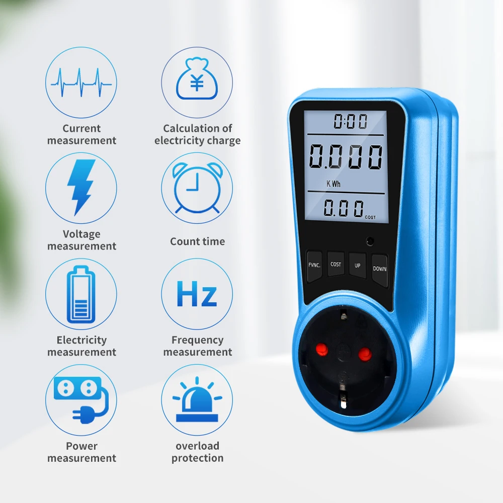 220V AC ЕС Цифровой ЖК-измеритель мощности Ваттметр Розетка Вольтметр Измеритель