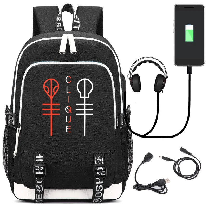 Нейлоновый рюкзак Twenty One Pilots с usb-зарядкой для ноутбука дорожный в стиле хип-хоп