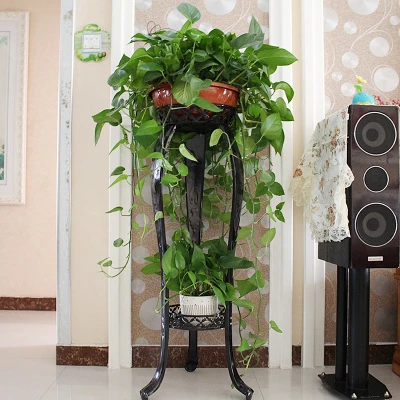 Household Multi-storey Shelf Indoor Balcony Iron Art Landing Type Flowerpot Frame Flower Rack - Цвет: Black105cM