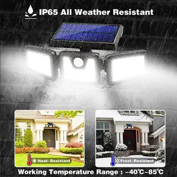 

Solar Powered Wall Light Rotatable Waterproof Foldable Spotlight Energy Saving 3 Heads Durable Garden Wall Lamp Outdoor PIR
