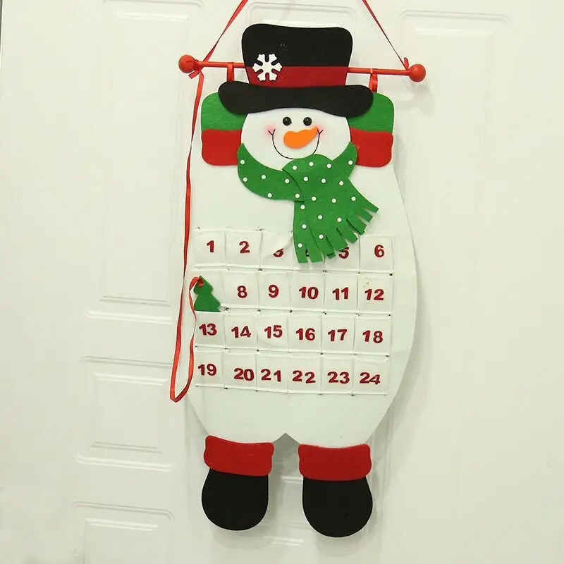 Рождественский календарь войлочная ткань Санта Клаус Снеговик орнамент с оленями рождественские подарки новогодний домашний офисный кулон украшения реквизит