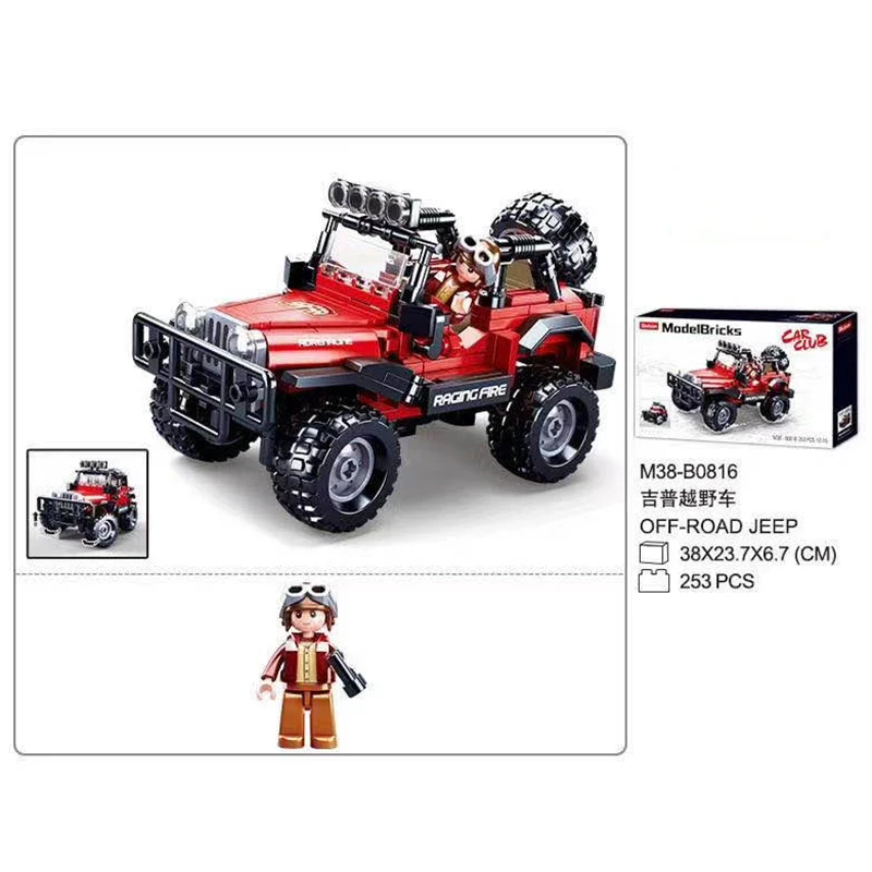 

Внедорожный джип модель автомобиля строительные блоки 3D тяжелый грузовик автомобиль кирпичи Обучающие хобби для ребенка DIY игрушки для детей