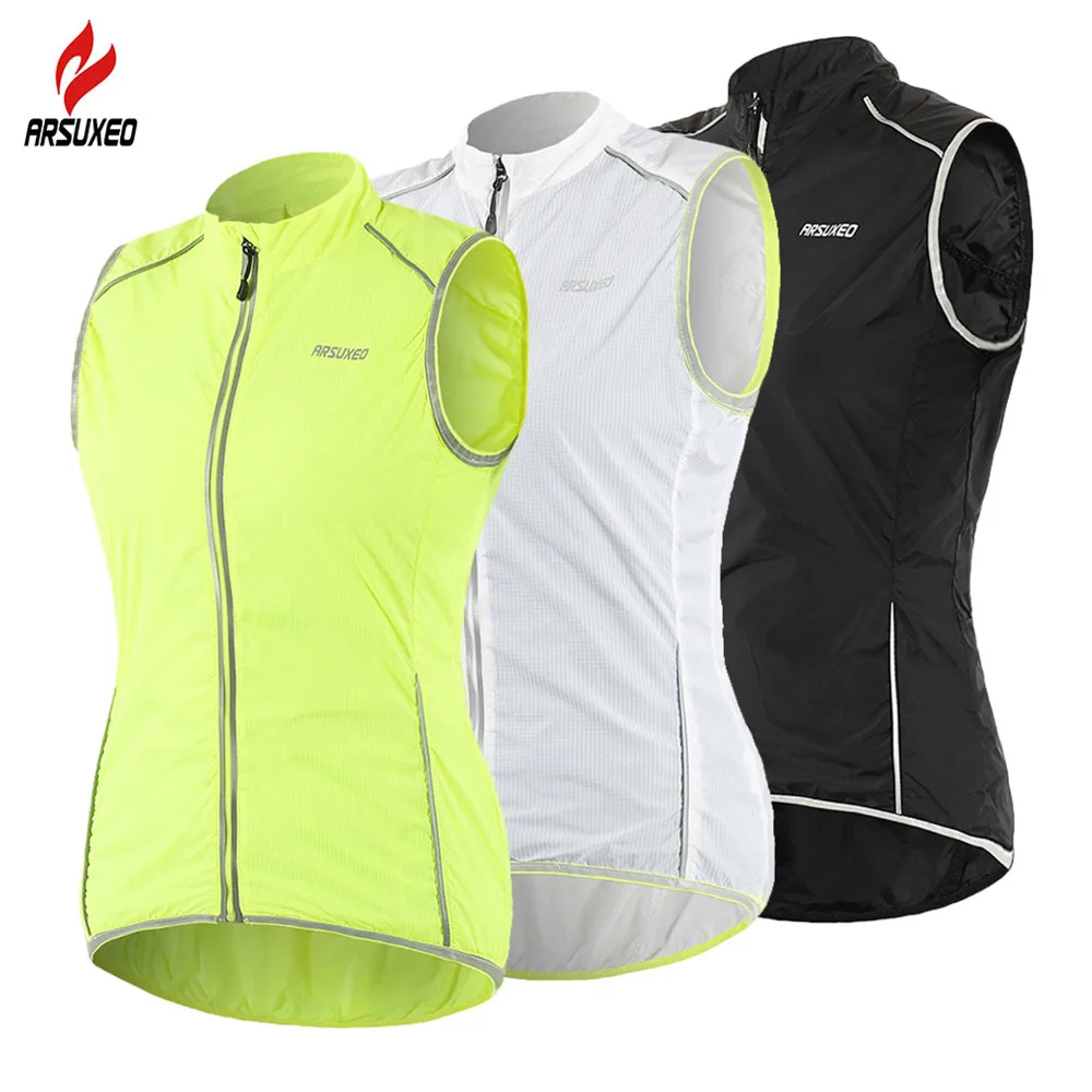 ARSUXEO 3 Colors Women's Reflective Cycling Vest Light Running Vest