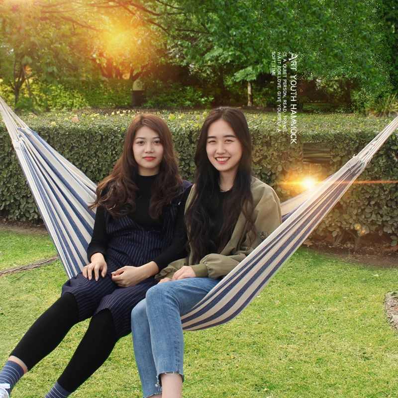 

Navy Canvas Hammock Camping Swing Chair Outdoor Two-person Rock Swing Chair Hanging Bed Can Choose Hammock Straps and Hooks