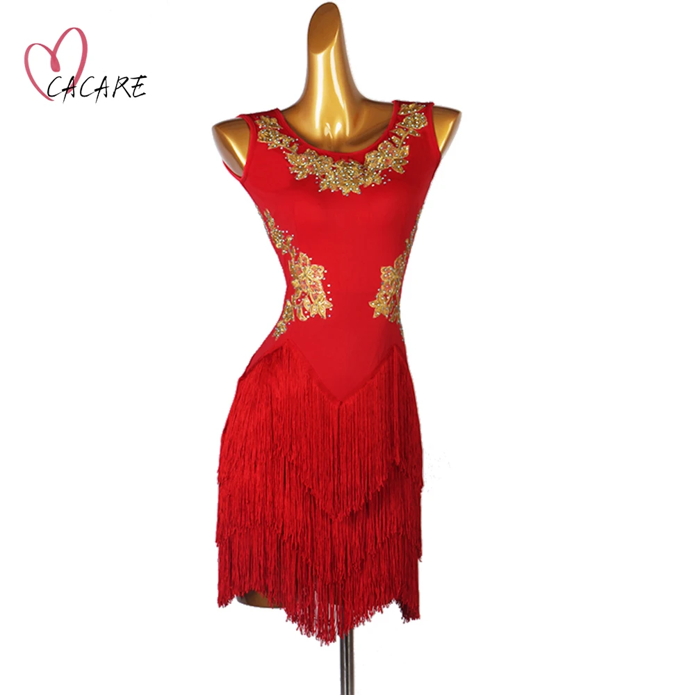 

Latin American Dance Dress Rhinestone Modern Dance Costume Rumba Dancewear Women Stage Outfit Fringe Salsa Dancing Clothes D1091