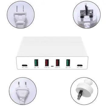 

72W QC3.0 Quick Charge 3.0 4x USB Dual USB C Type-C PD Fast Charger Station Hub