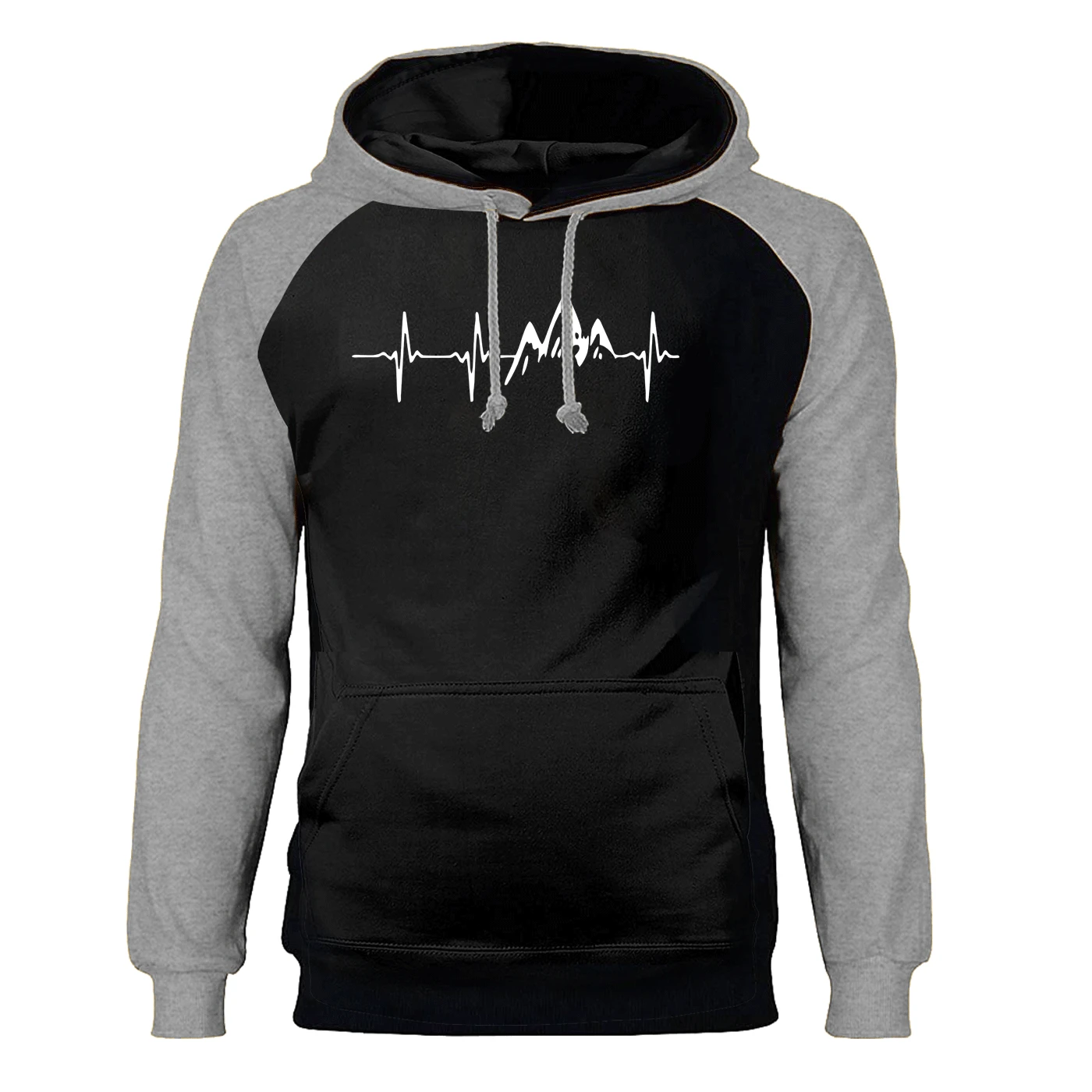 

Mountain Heartbeats Hoodies Men House Stark Wolf Raglan Hooded Sweatshirt Winter Autumn Fleece pit a pat Print Cool Streetwear