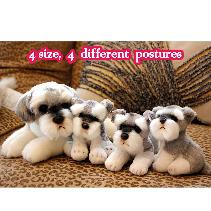 Kawaii Schnauzer Dog Plush Toy Small Soft Simulation Kids Stuffed Animal Toys for Children Cute Photo Props Girls Birthday Gift