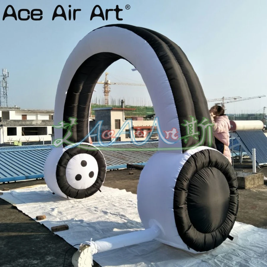  4.2m high 3m width large inflatable headphone earphone replicas archway for advertising/music event