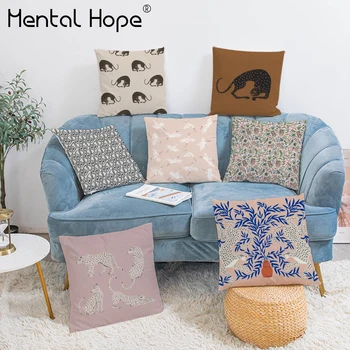 

Leopard Printed Plush Cushion Cover Cartoon Tiger Lion Throw Pillow Cover Decorative Pillowcase Home Decor Square Funda Cojin