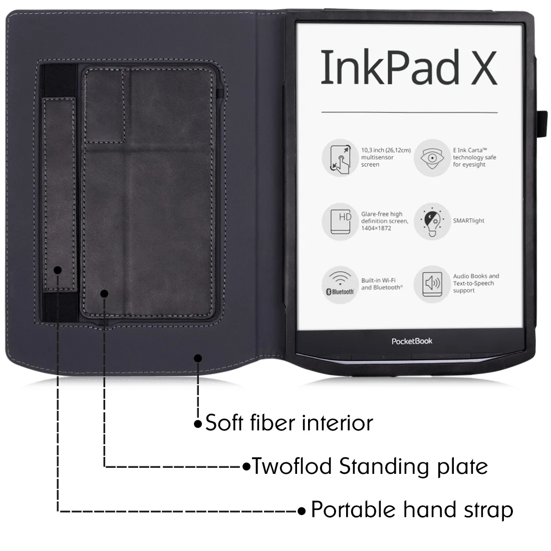 Смарт чехол BOZHUORUI для Pocketbook Inkpad X 10 3 дюйма двойная подставка защитный с