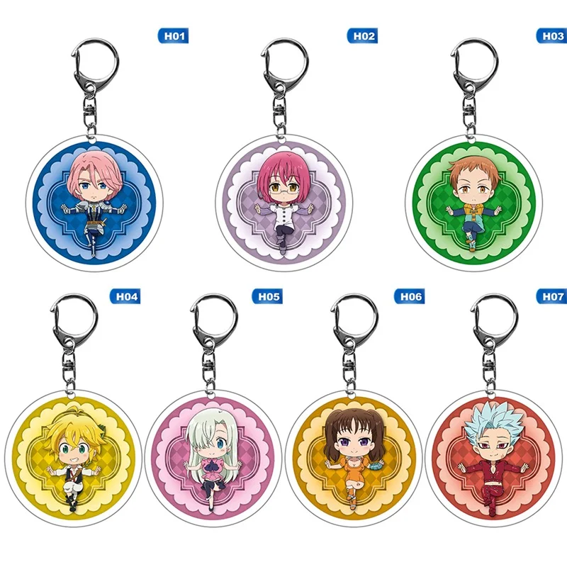Japanese Anime The Seven Deadly Sins Cartoon Characters Transparent Double-Sided Acrylic Pendant Keychain