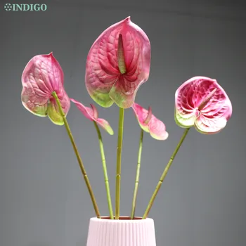 

5pcs/Lot New Pink Anthurium Real Touch Elegant Wedding Plastic Flower Floral Event Party Table Decoration INDIGO