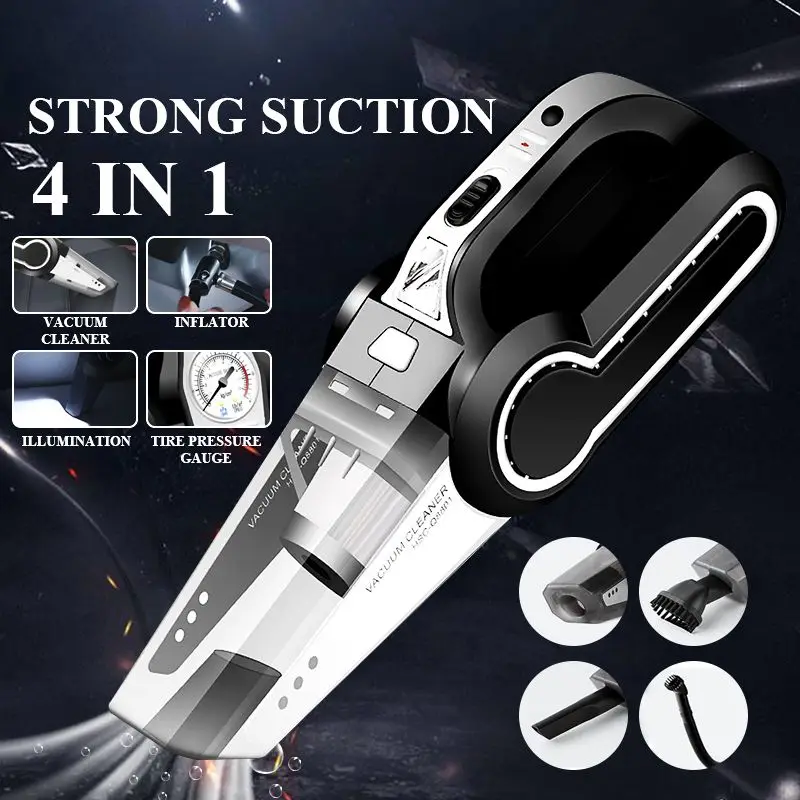 4 in 1 Portable Car Vacuum Cleaner Handheld with Air Compressor LED Light 120W 4000Pa Wet &amp Dry | Автомобили и мотоциклы