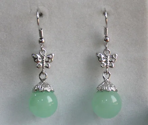 

ER00004 12mmElegant Green jade Drop Earring