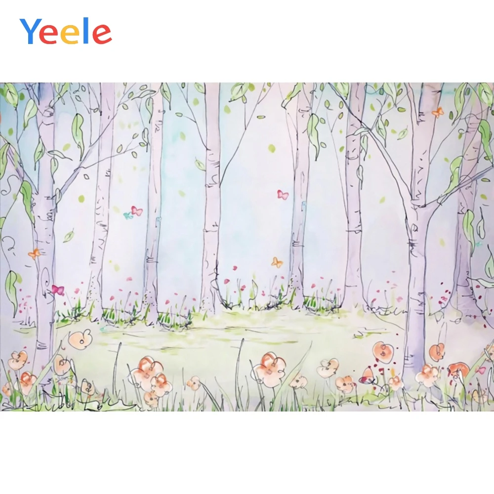 

Jungle Tree Flower Grass Animal Baby Birthday Background Backdrop Photography Custom Photographic Background For Photo Studio