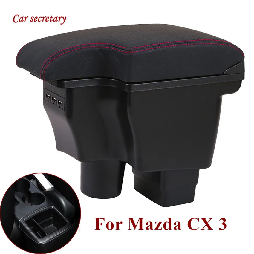

For Mazda CX 3 CX-3 Armrest Box Heighten Central Store Content Box Cup Holder Ashtray Accessories USB Charging Interface